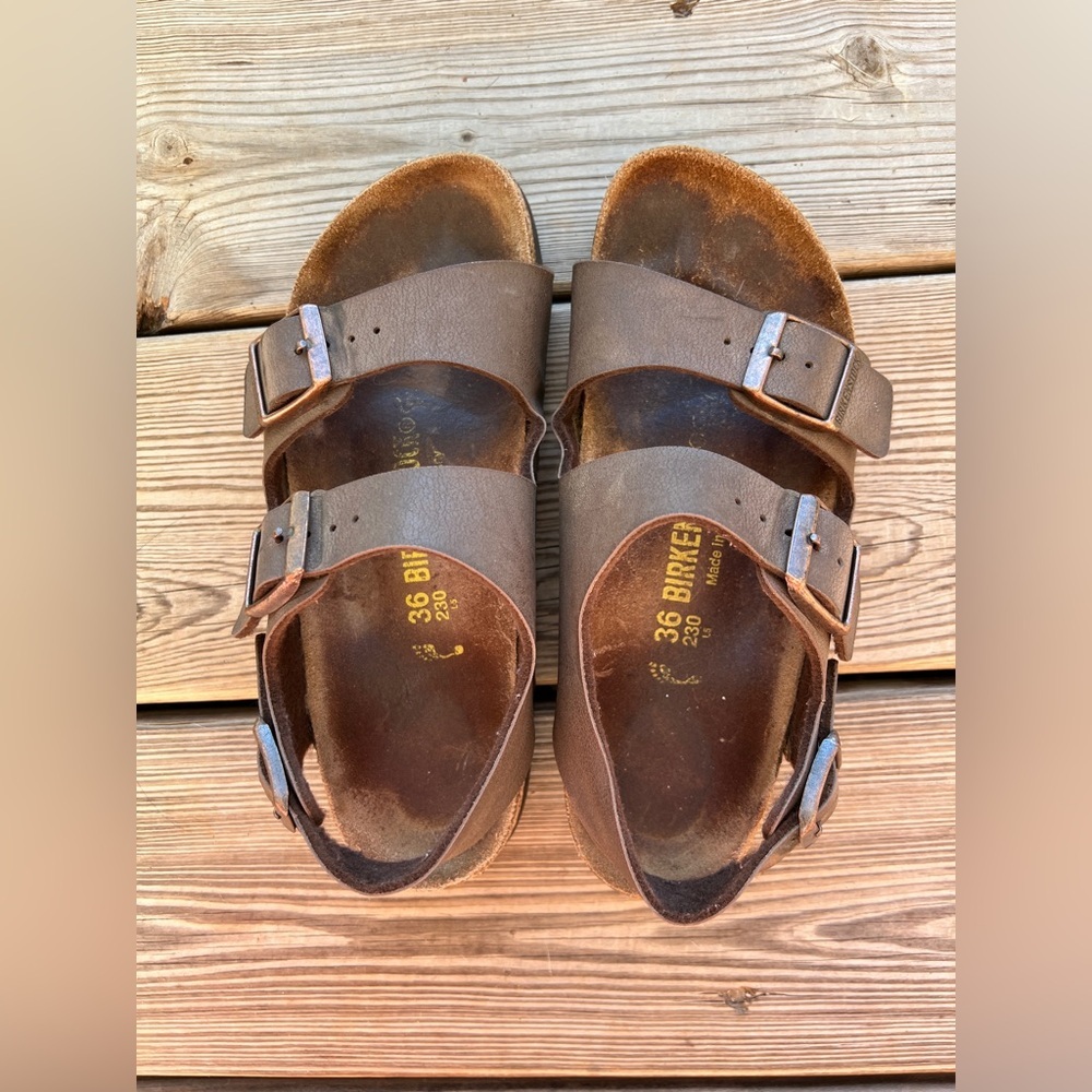 Birkenstock Dark Brown Leather Sandals